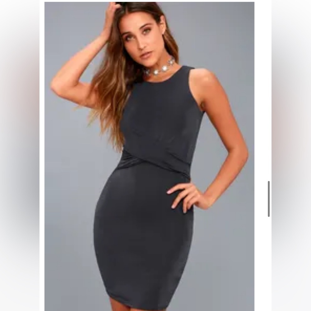 Lulu’s charcoal gray bodycon dress NWT